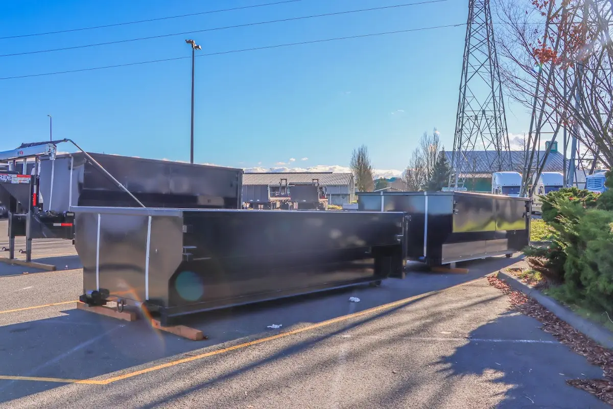 Roll-off dumpster ready for waste disposal at job site for 3 Yard Dumpster Rental in Moundsville